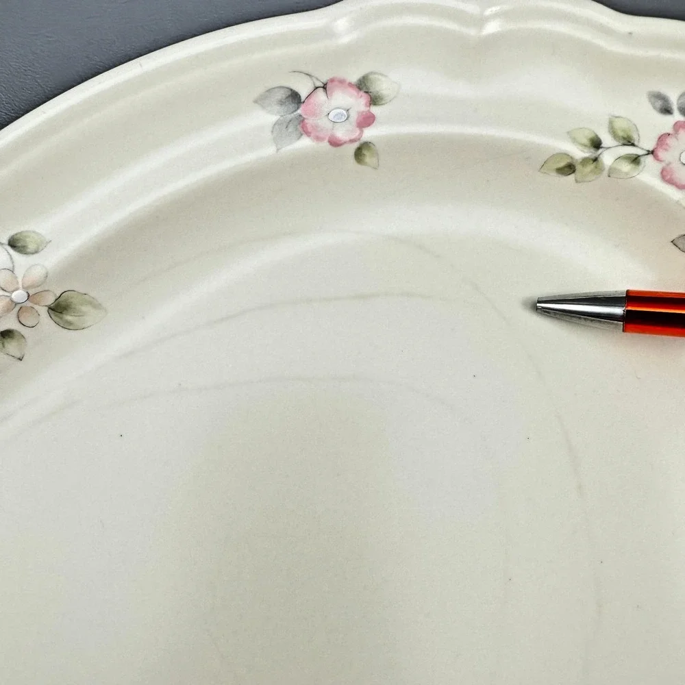 Pfaltzgraff Tea Rose Platter Pink Floral Stoneware Serving Cottagecore USA Vtg